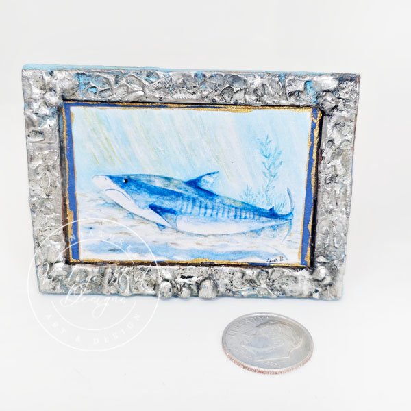 Shark No.1:3 Dollhouse Miniature Handmade Metal Framed Art image 6