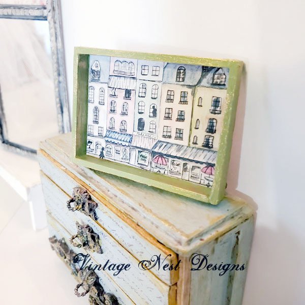 Paris Shopping in the City No.1:1 Dollhouse Miniature Handmade Framed Art image 2