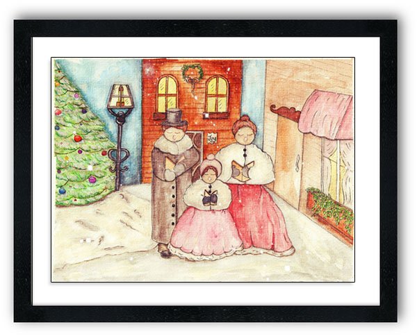 Christmas Carolers No.1 Digital Prints Watercolor Painting image 1