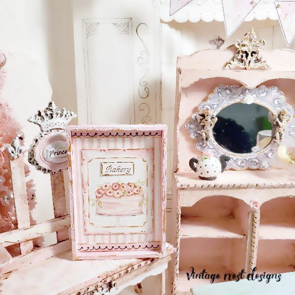 Cake No.4:2 Dollhouse Miniature Handmade Wooden Framed Art image 6