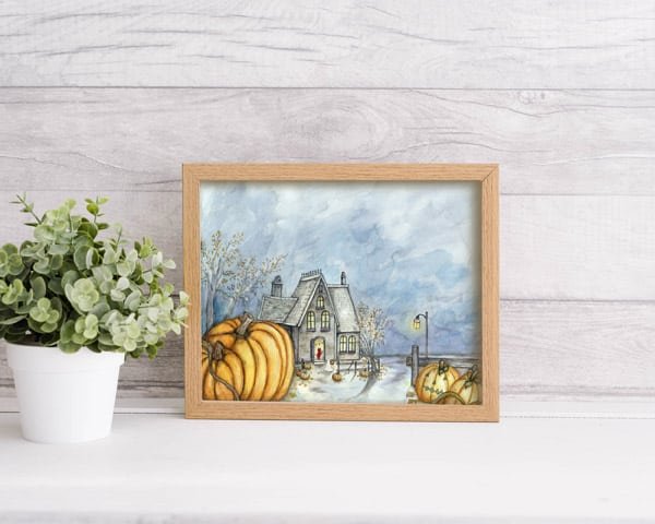Halloween Pumpkins No.2 Digital Print Watercolor Painting image 3