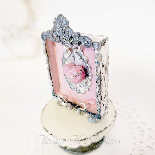 Metal Valentine Framed Heart No.1 Dollhouse Miniature Handmade Framed Wooden Art image 4