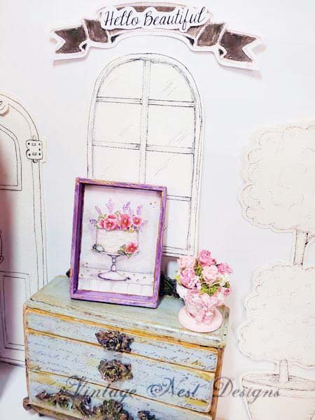 Cake No.9:1 Dollhouse Miniature Handmade Wooden Framed Art image 3