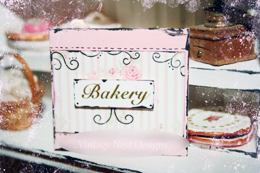 Bakery Sign No.21 Dollhouse Miniature Handmade image 0