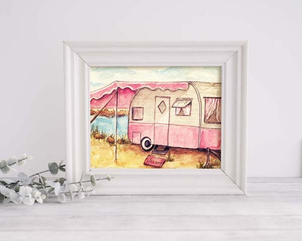 Barbie Pink Camper No.1 Digital Print Watercolor Painting image 4