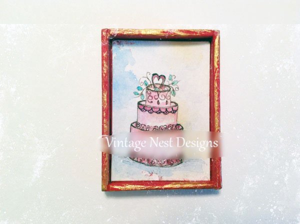 Bakery Cake No.3 Dollhouse Miniature Handmade Original Painting image 0