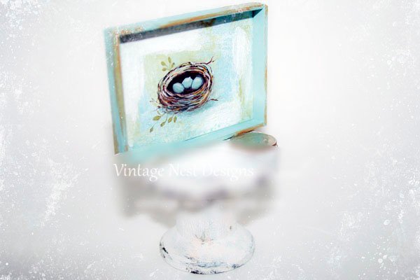 Bird Nest No.10:10 Dollhouse Miniature Handmade Wooden Framed Art image 0