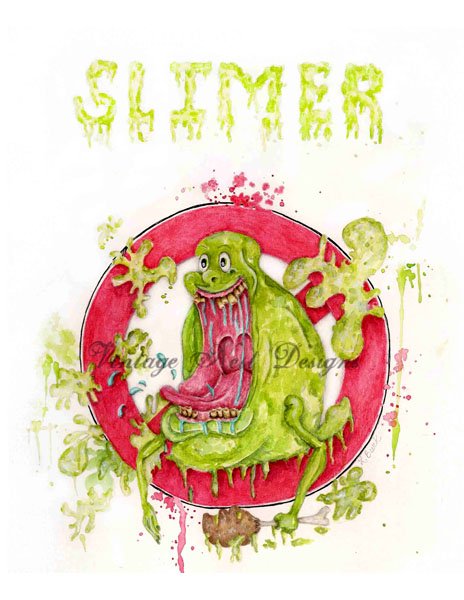 Slimer No.1 Digital Prints Watercolor Painting image 0