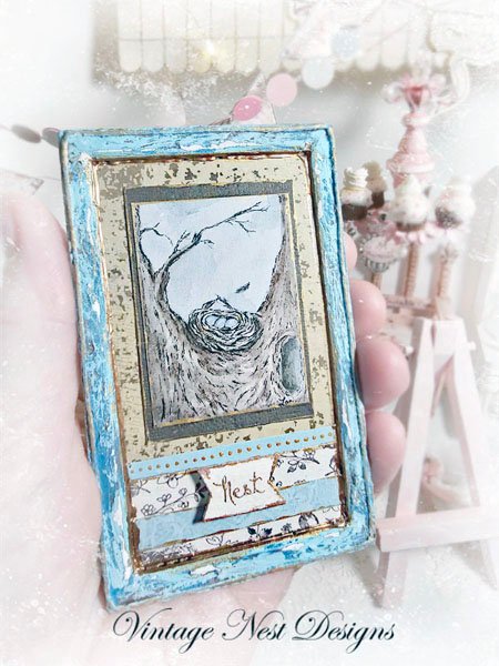 Bird Nest Tree No.2:2 Dollhouse Miniature Handmade Wooden Framed Art image 5