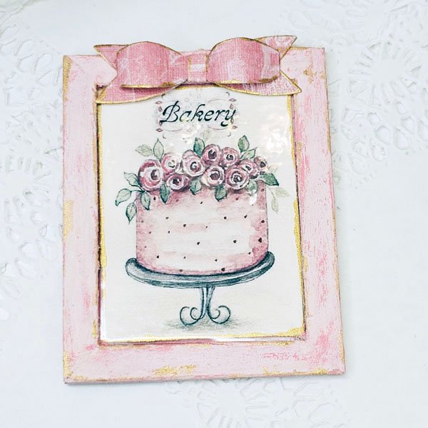 Kitchen Cake No.7:10 Dollhouse Miniature Handmade Wooden Framed Art image 1