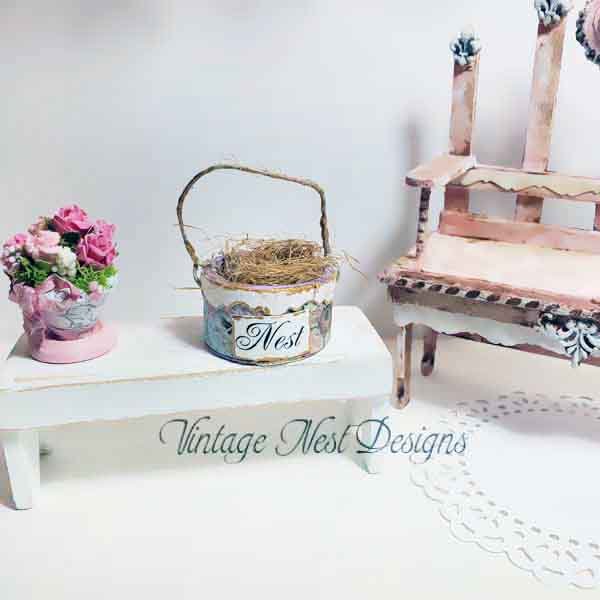 Bird Nest Basket No.7 Dollhouse Miniature Handmade image 5