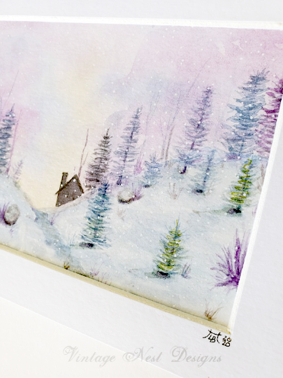 Winter Scene No.4 Original Watercolor Painting image 2