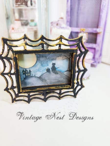 Cat & the Moon No.1:3 Dollhouse Miniature Handmade image 0