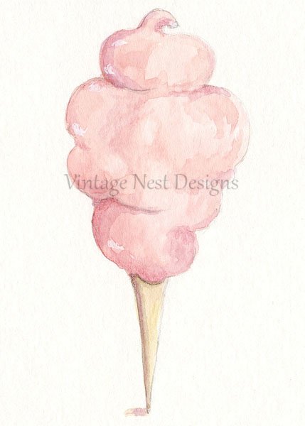 Cotton Candy No.1 Digital Prints Watercolor Painting image 1