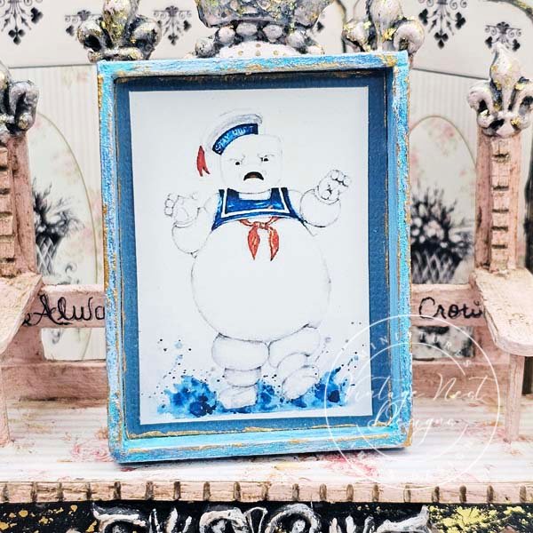 Stay Puft No.1:1 Dollhouse Miniature Handmade Wooden Framed Art image 4