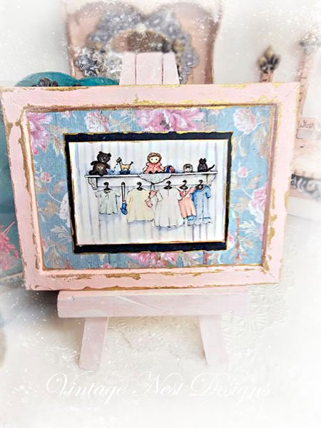 Baby Time No.1:2 Dollhouse Miniature Handmade Wooden Framed Art image 0
