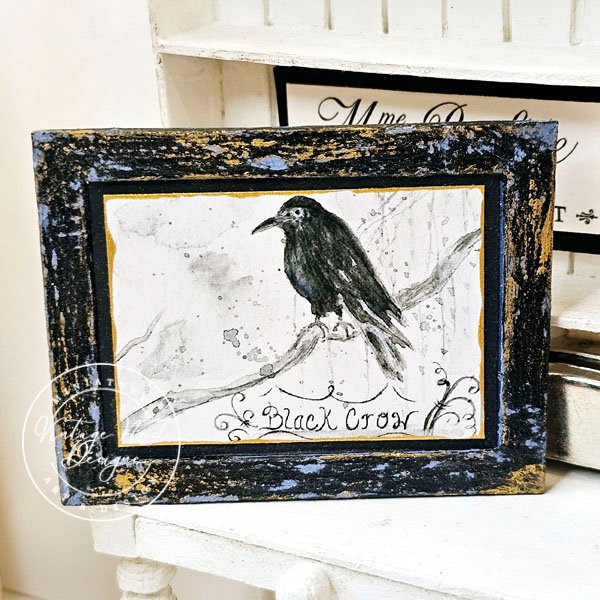 Black Crow No.1:3 Dollhouse Miniature Handmade Wooden Framed Art image 6