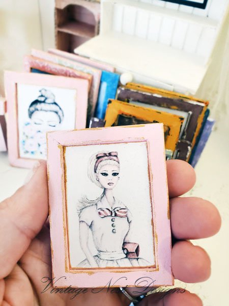Barbie Doll No.9:1 Dollhouse Miniature Handmade Wooden Framed Art image 3