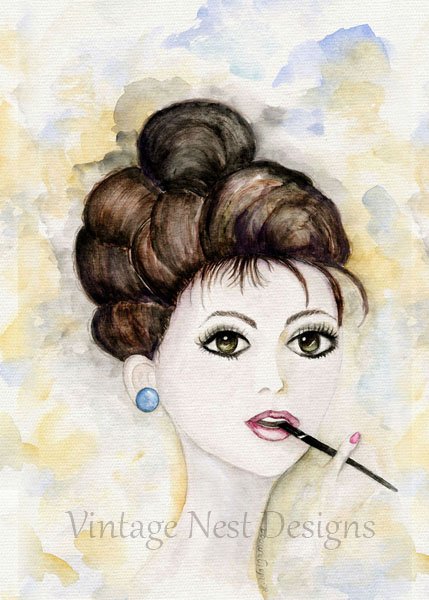 Audrey Hepburn No.1 Digital Print Watercolor Painting image 0