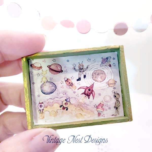 Sun Moon Stars Rocket Ship No.1:1 Dollhouse Miniature Handmade image 7
