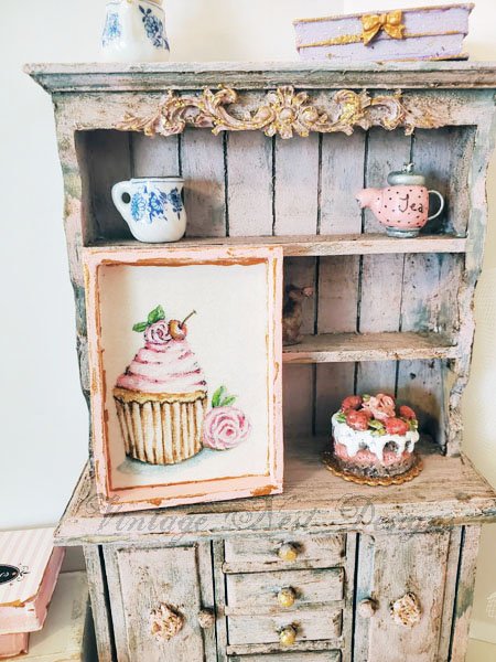 Cake No.4:1 Dollhouse Miniature Handmade Wooden Framed Art image 9