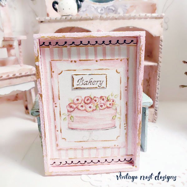 Cake No.4:2 Dollhouse Miniature Handmade Wooden Framed Art image 3