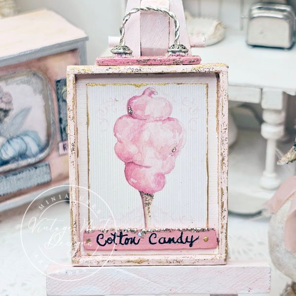 Cotton Candy No.2:6 Dollhouse Miniature Handmade Wooden Framed Art image 1