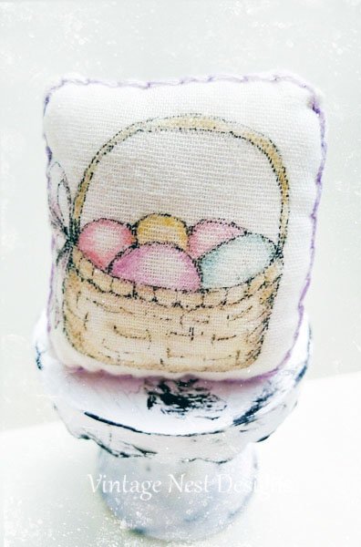 Easter Pillow No.1:1 Dollhouse Miniature Handmade image 0