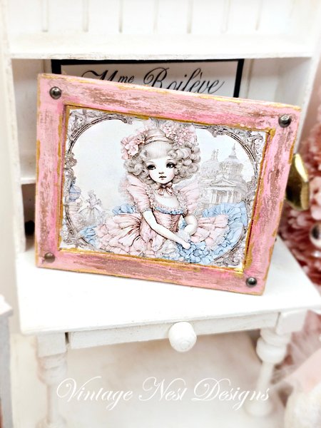 Young Marie No.1:1 Dollhouse Miniature Handmade Framed Art image 7