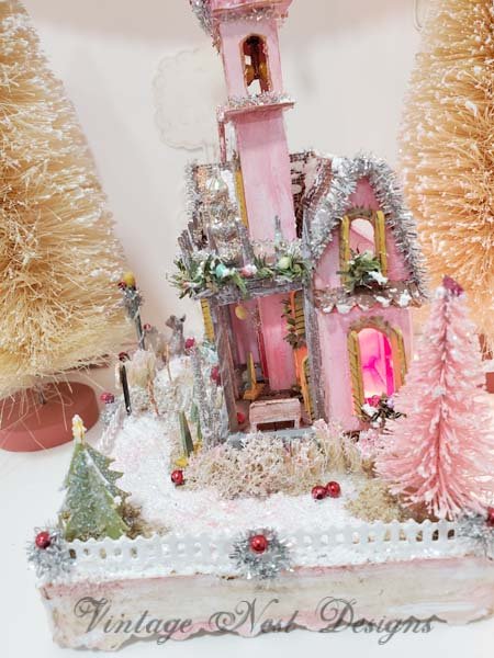 Putz Glitter Holiday House Victorian Mansion No.2 Handmade Miniature image 8