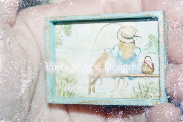 Cat Fishing No.1:1 Dollhouse Miniature Handmade image 1