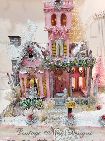 Putz Glitter Holiday House Victorian Mansion No.2 Handmade Miniature image 4