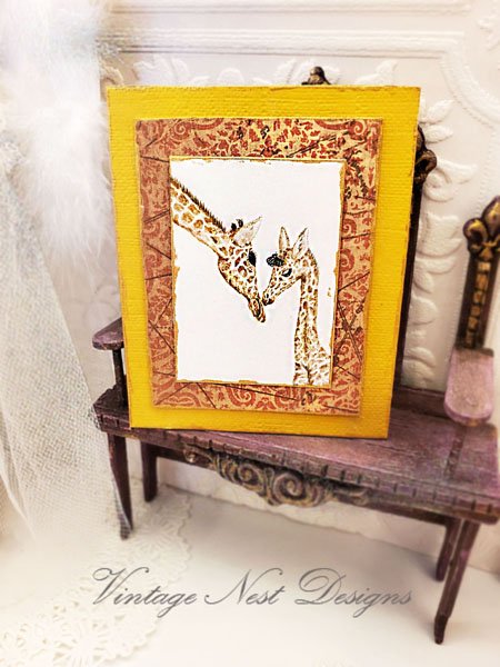 Giraffes No.1:2 Dollhouse Miniature Handmade Art image 0