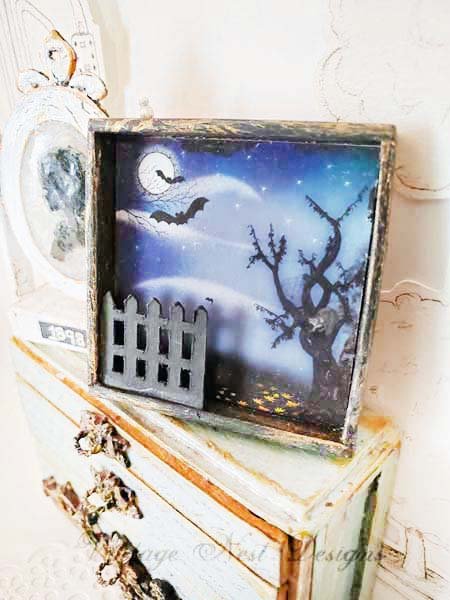 Happy Hauntings No.1:2 Dollhouse Miniature Handmade Wooden Framed Art image 3