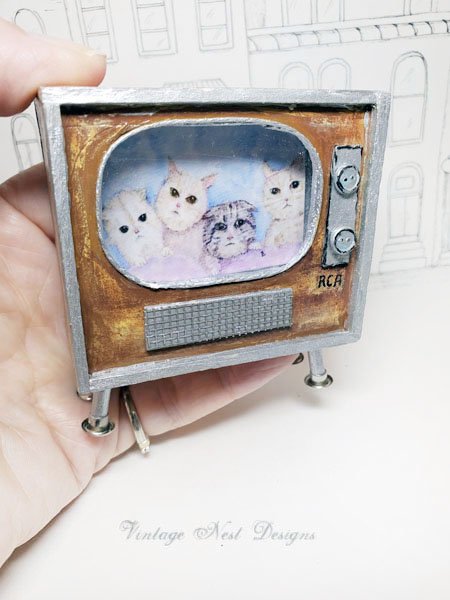 Retro TV No.1 Dollhouse Miniature Handmade image 8