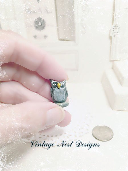 Porcelain Owl No.2 Dollhouse Miniature Handmade One of a Kind image 3