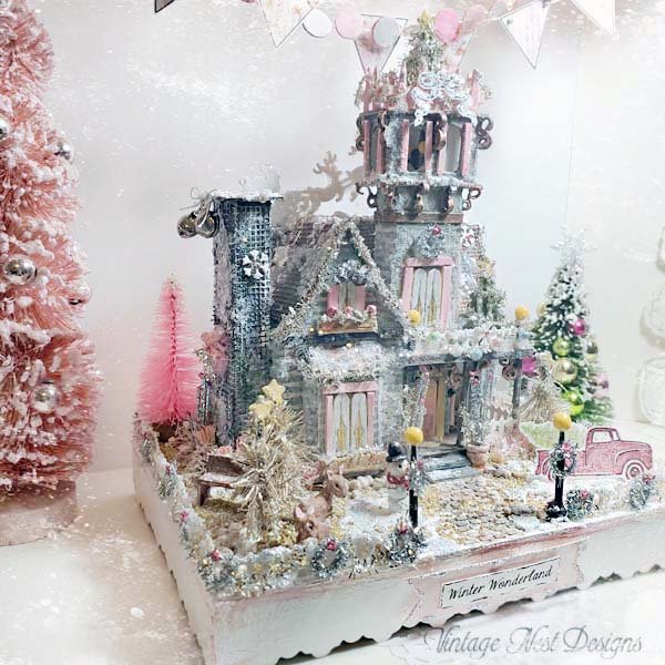 Victorian Mansion Putz Glitter Holiday Dollhouse House No.1 Handmade image 8