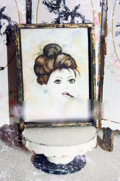Audrey Hepburn No.1:1 Dollhouse Miniature Handmade Wooden Framed Art image 0