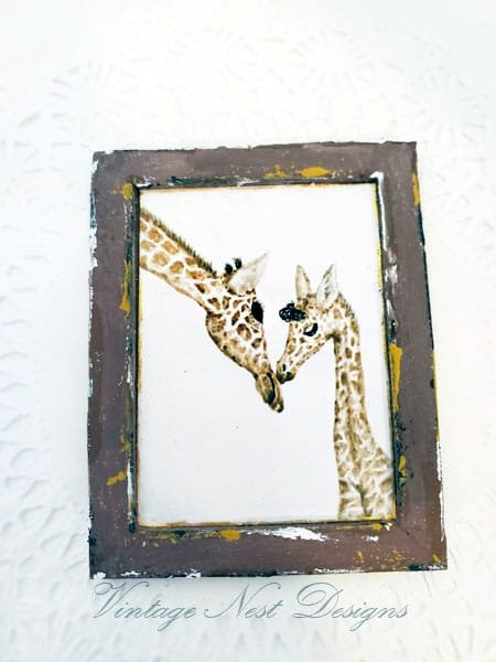 Giraffes No.1:1 Handmade Wooden Framed Art Dollhouse Miniature image 3