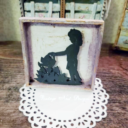 Child Silhouette No.6 Dollhouse Miniature Handmade image 0