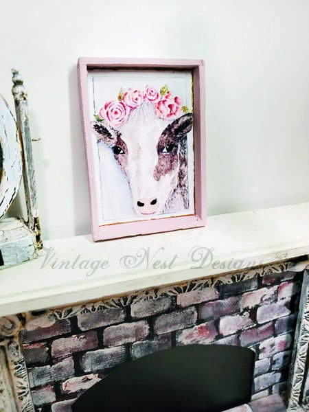 Cow & Roses No.1:1 Dollhouse Miniature Handmade image 1