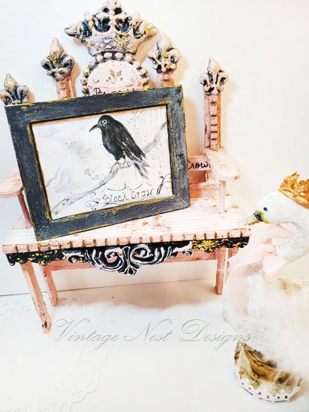 Black Crow No.1:2 Dollhouse Miniature Handmade Wooden Framed Art image 2