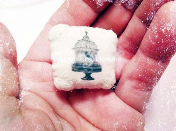 Bird Cage Pillow No.1 Dollhouse Miniature Handmade image 3