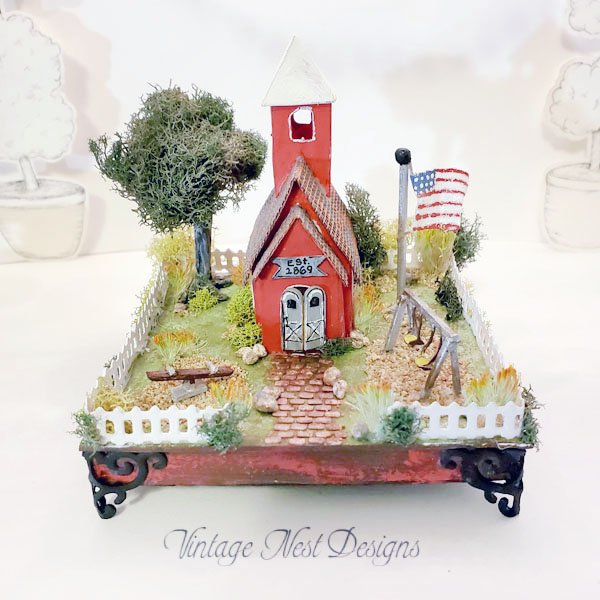 Putz School Holiday House No.1 Handmade Miniature image 0