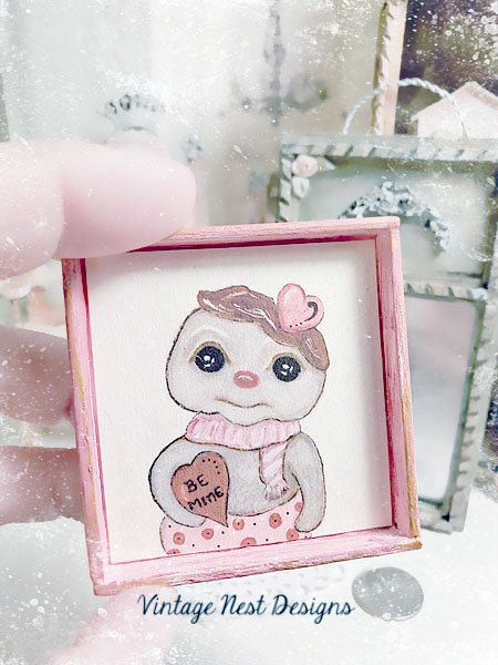 Valentine Love No.1:1 Dollhouse Miniature Handmade Framed Art image 3
