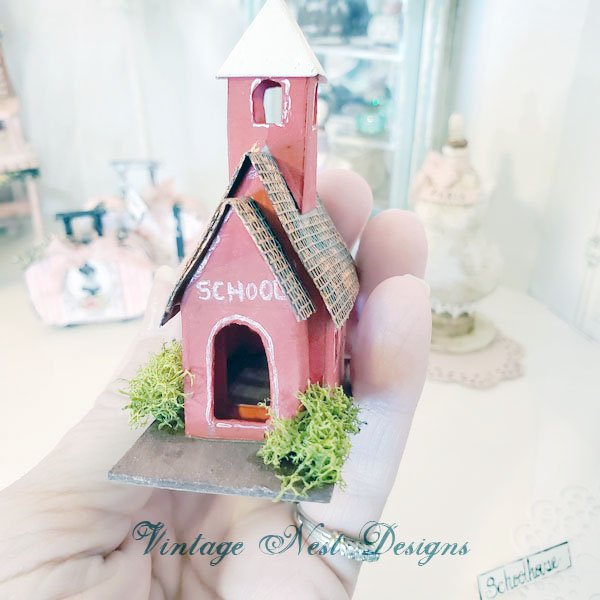 Putz Red School House No.1 Handmade Miniature image 5