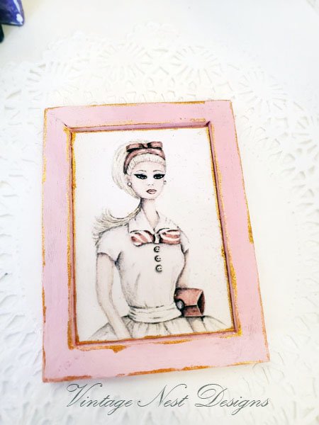 Barbie Doll No.9:1 Dollhouse Miniature Handmade Wooden Framed Art image 4