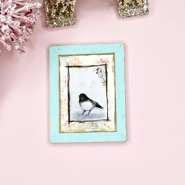 Bird Nest Black Frame No.1:3 Dollhouse Miniature Handmade Wooden Framed Art image 5