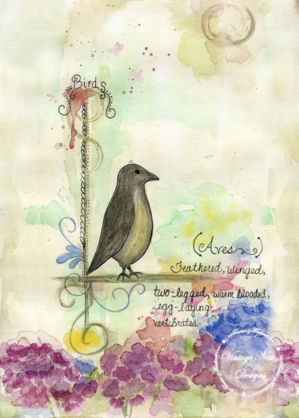 Birds Feathered No.1 Digital Prints Watercolor Painting image 0
