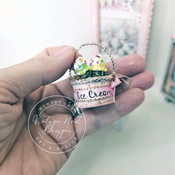 Ice Cream Bucket No.5:1 Dollhouse Miniature Handmade image 4